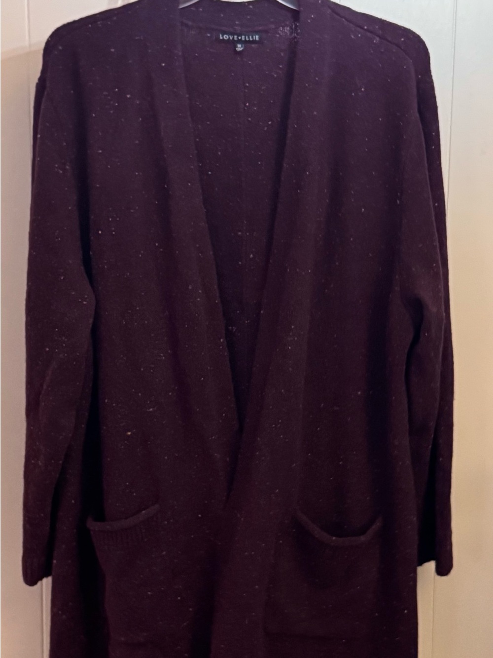 Love + Ellie Long Burgundy Open Cardigan with Pockets